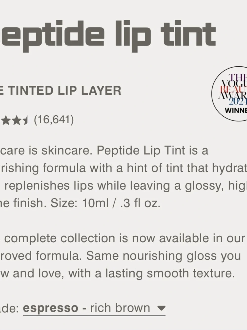 RHODE Peptide Lip Tint - Mauve Brown